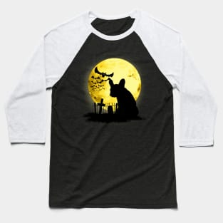 French bulldog frenchie and bats with moonlight Baseball T-Shirt